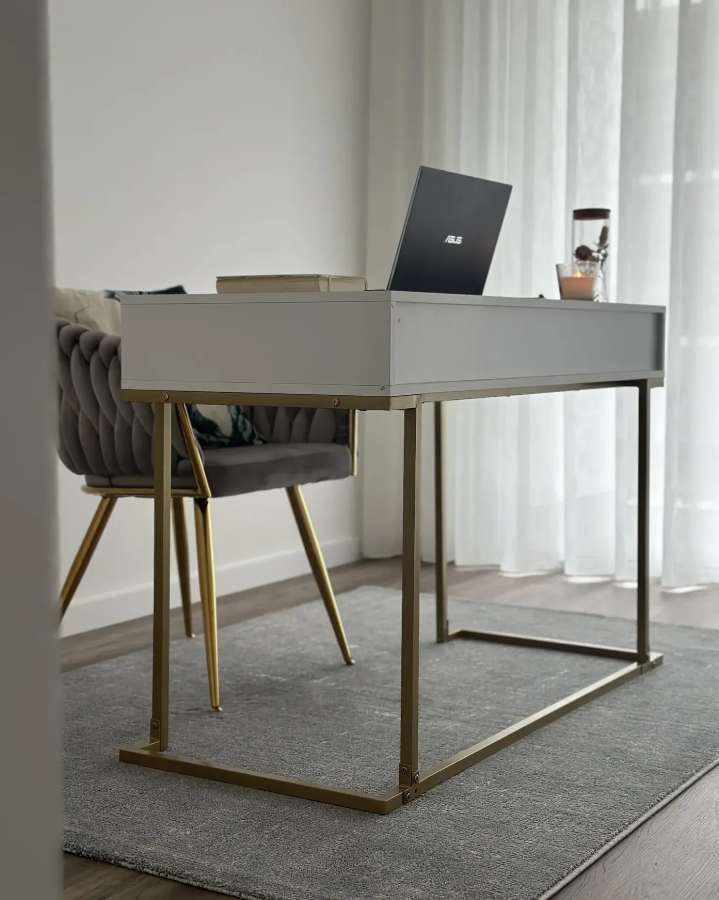 Tavolino consolle WESTPORT Bianco/Oro 115 cm 50 cm con Cassetti