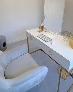 Tavolino consolle WESTPORT Bianco/Oro 115 cm 50 cm con Cassetti