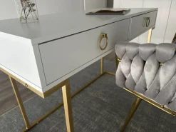 Tavolino consolle WESTPORT Bianco/Oro 115 cm 50 cm con Cassetti