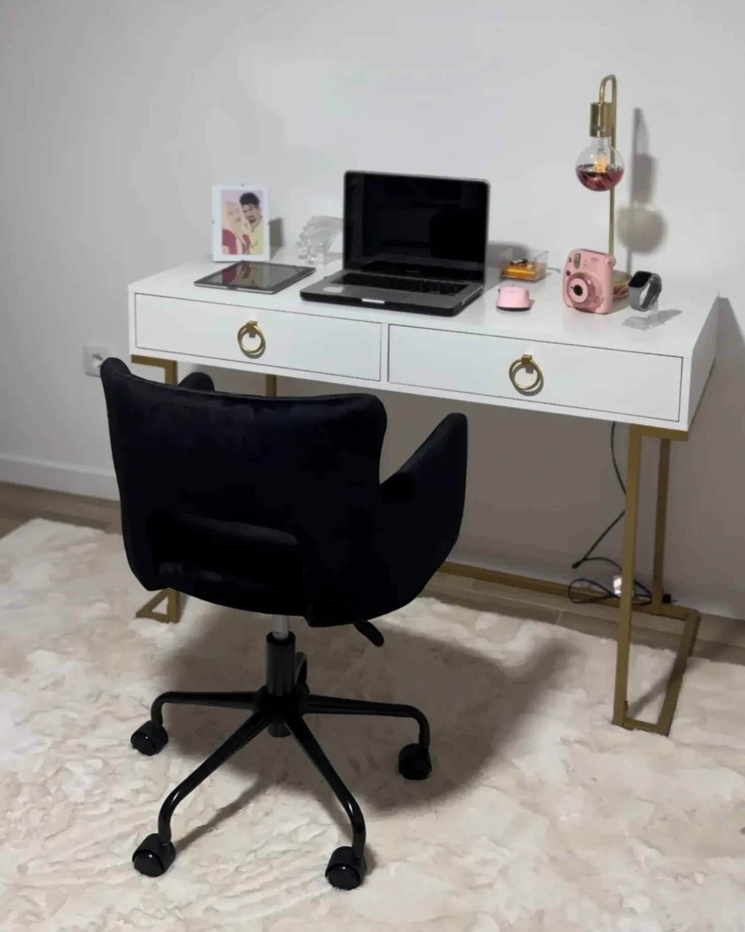 Tavolino consolle WESTPORT Bianco/Oro 115 cm 50 cm con Cassetti