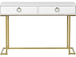 Tavolino consolle WESTPORT Bianco/Oro 115 cm 50 cm con Cassetti