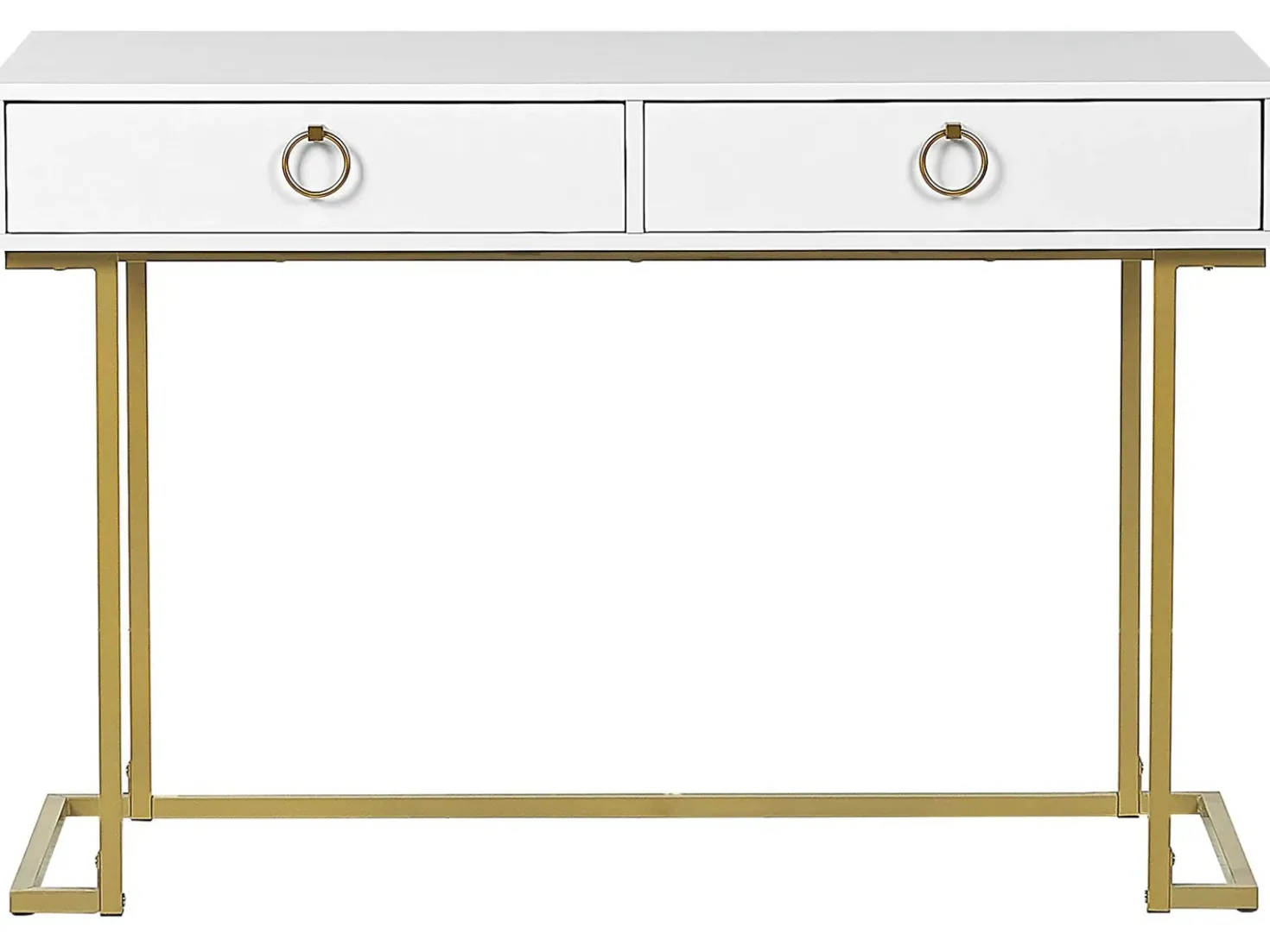 Tavolino consolle WESTPORT Bianco/Oro 115 cm 50 cm con Cassetti