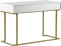 Tavolino consolle WESTPORT Bianco/Oro 115 cm 50 cm con Cassetti