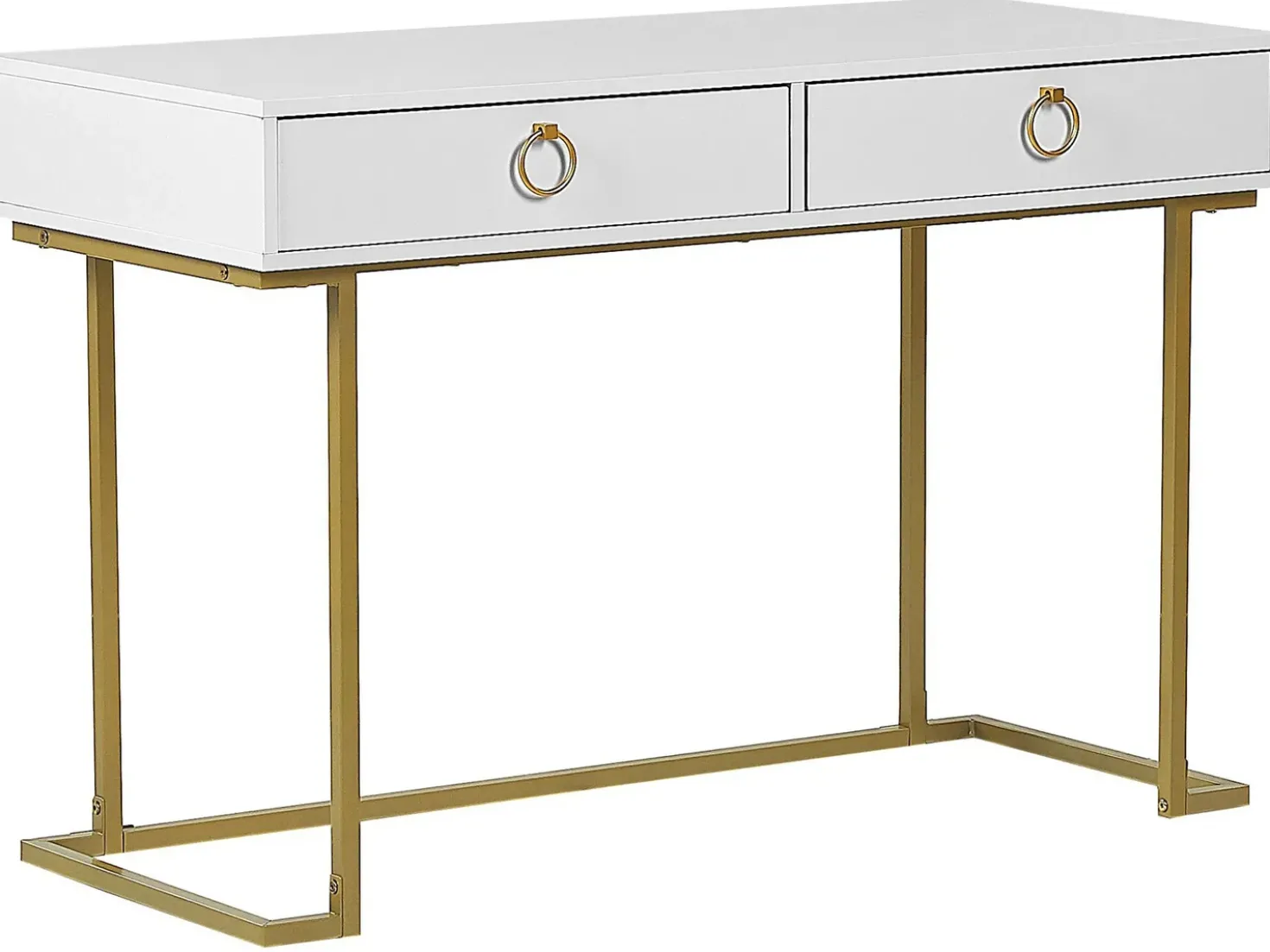 Tavolino consolle WESTPORT Bianco/Oro 115 cm 50 cm con Cassetti