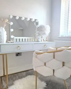 Tavolino consolle WESTPORT Bianco/Oro 115 cm 50 cm con Cassetti