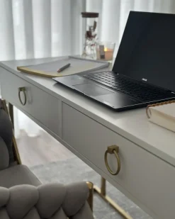 Tavolino consolle WESTPORT Bianco/Oro 115 cm 50 cm con Cassetti