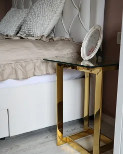 Tavolino CRYSTAL Vetro temperato Oro