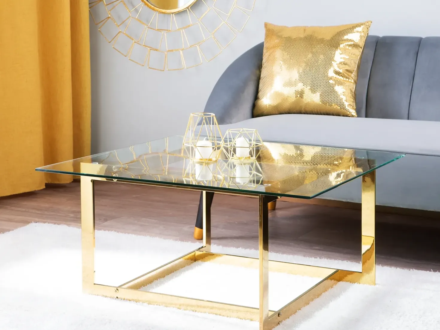 Tavolino da caffè CRYSTAL Vetro temperato Oro