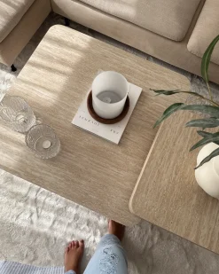 Tavolino da caffè DUSON Effetto travertino