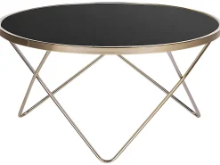 Tavolino da caffè MERIDIAN Vetro temperato Nero/Oro