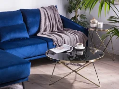 Tavolino da caffè MERIDIAN Vetro temperato Nero/Oro