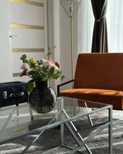 Tavolino da caffè ORLAND Vetro Argento