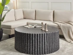 Tavolino da caffè POZZA II 106 cm 106 cm Effetto terrazzo Terrazzo Nero