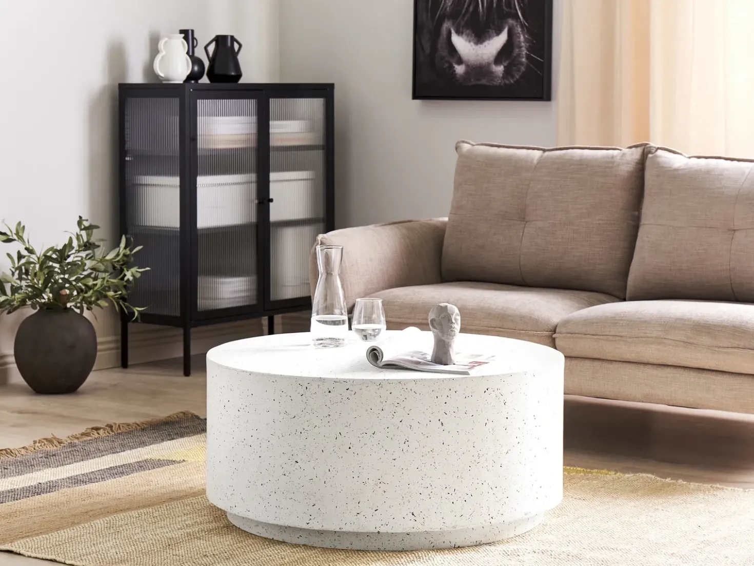 Tavolino da caffè TREZZO 90 cm 90 cm Effetto terrazzo Terrazzo Bianco