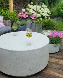 Tavolino da caffè TREZZO 90 cm 90 cm Effetto terrazzo Terrazzo Bianco