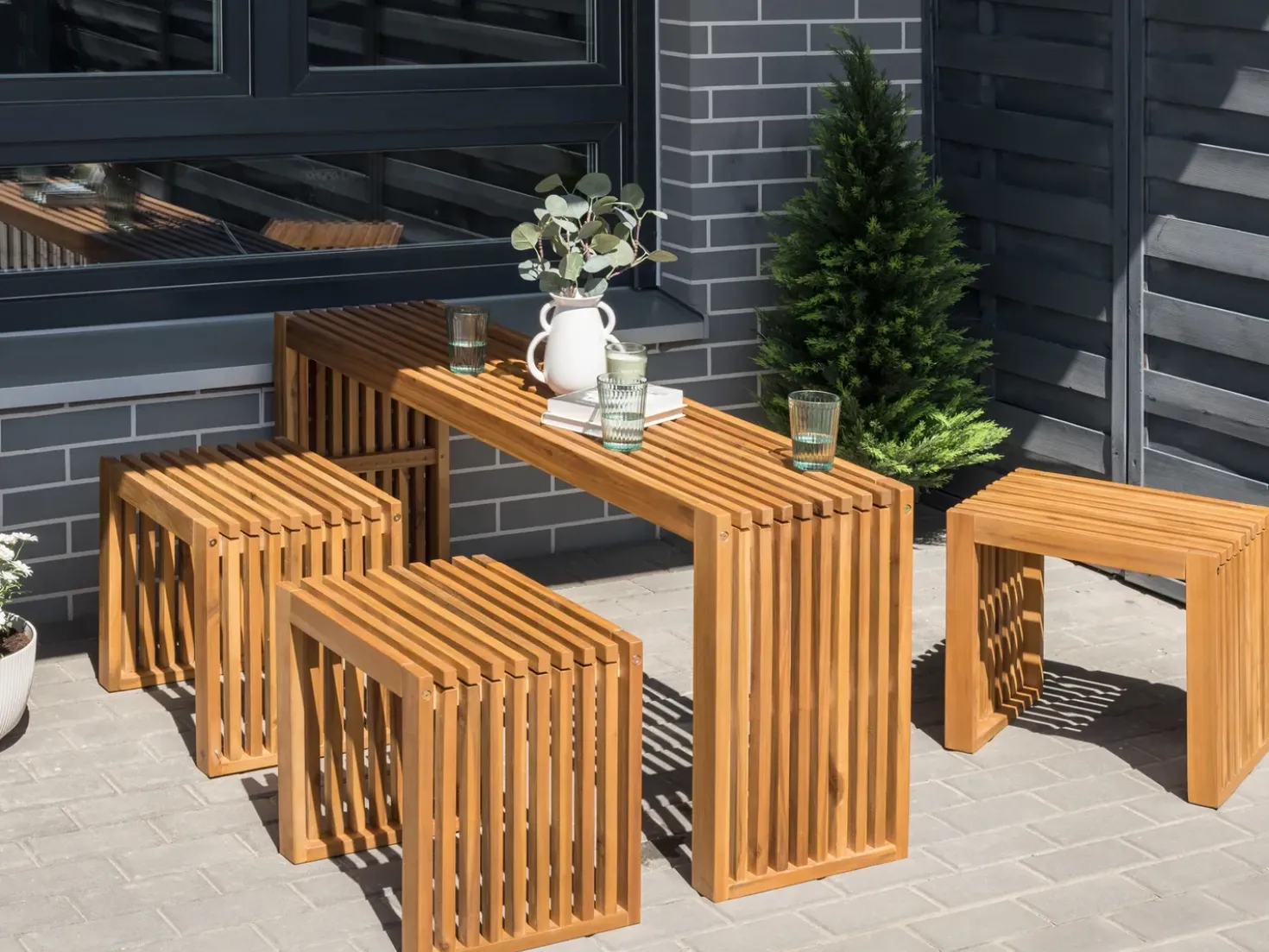 Tavolino da giardino BELLANO 150 cm 35 cm Legno d'acacia Marrone