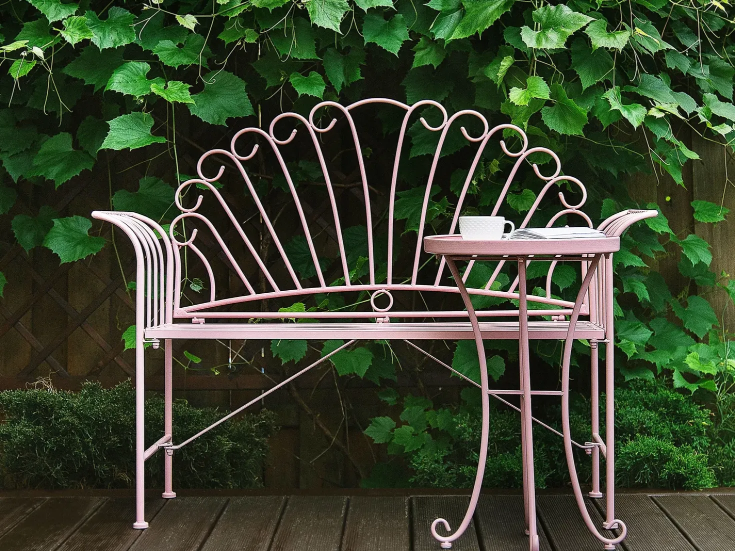 Tavolino da giardino CAVINIA 40 cm 40 cm Metallo Rosa