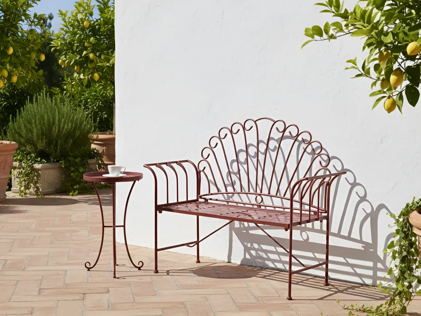Tavolino da giardino CAVINIA 40 cm 40 cm Metallo Bordeaux