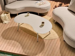 Tavolino da giardino PARORI 65 cm 130 cm Metallo Beige