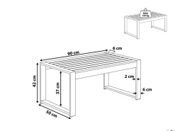 Tavolino da giardino SALERNO 90 cm 50 cm Metallo Grigio scuro