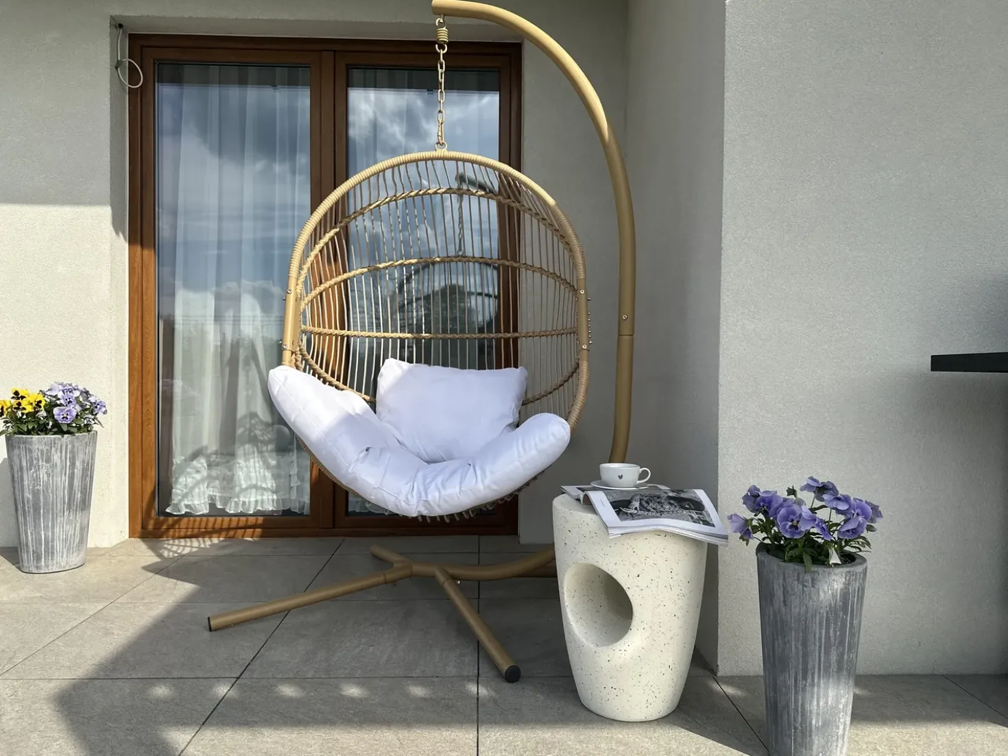 Tavolino EDOLO 37 cm 37 cm Effetto terrazzo Terrazzo Bianco