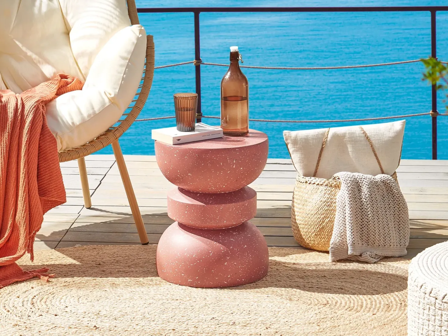 Tavolino FALIRO 37 cm 37 cm Terrazzo Rosso