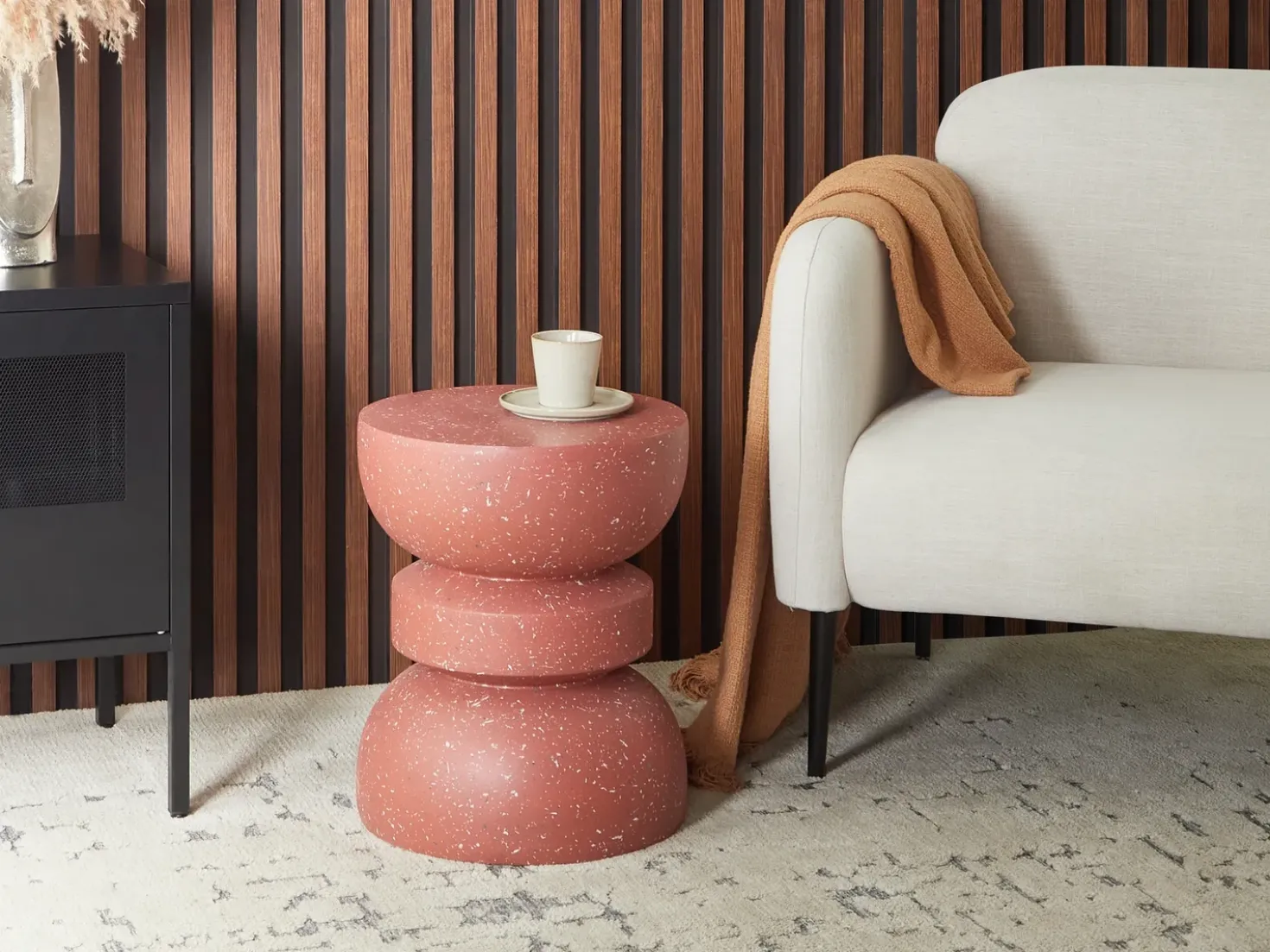 Tavolino FALIRO 37 cm 37 cm Terrazzo Rosso