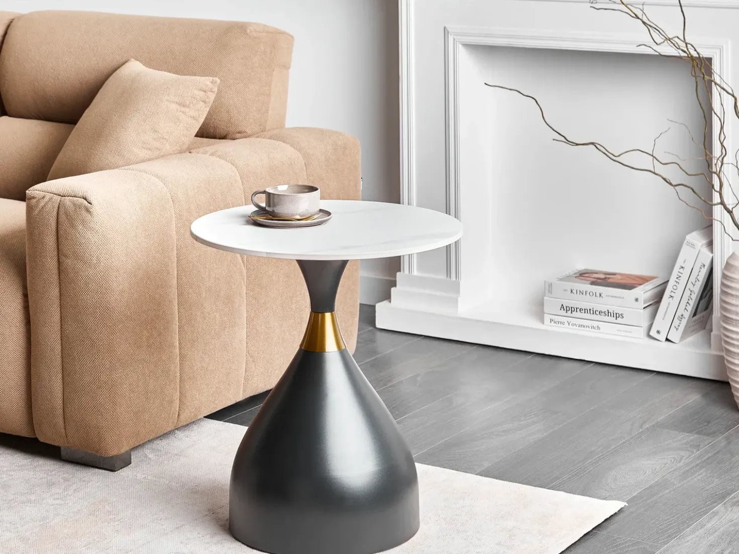 Tavolino ITUNA Ceramica Nero/Bianco