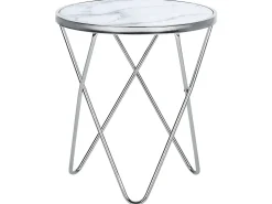 Tavolino MERIDIAN Vetro temperato Marmo/Argento