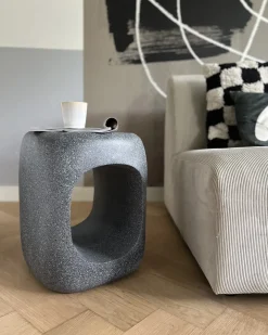 Tavolino PELMO 33 cm 33 cm Effetto marmo Grigio
