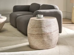 Tavolino RICADI 40 cm 58 cm Effetto travertino