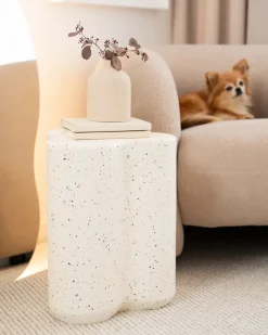 Tavolino TELLARO 32 cm 37 cm Effetto terrazzo Terrazzo Bianco