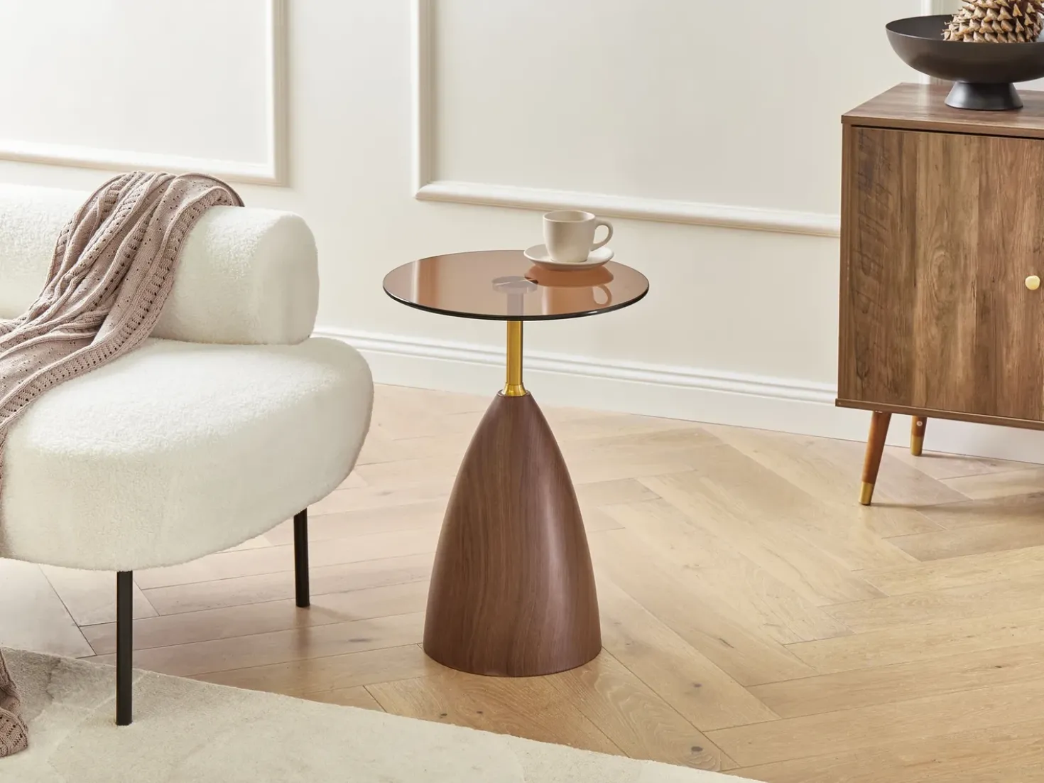 Tavolino WALLIS Vetro temperato Marrone