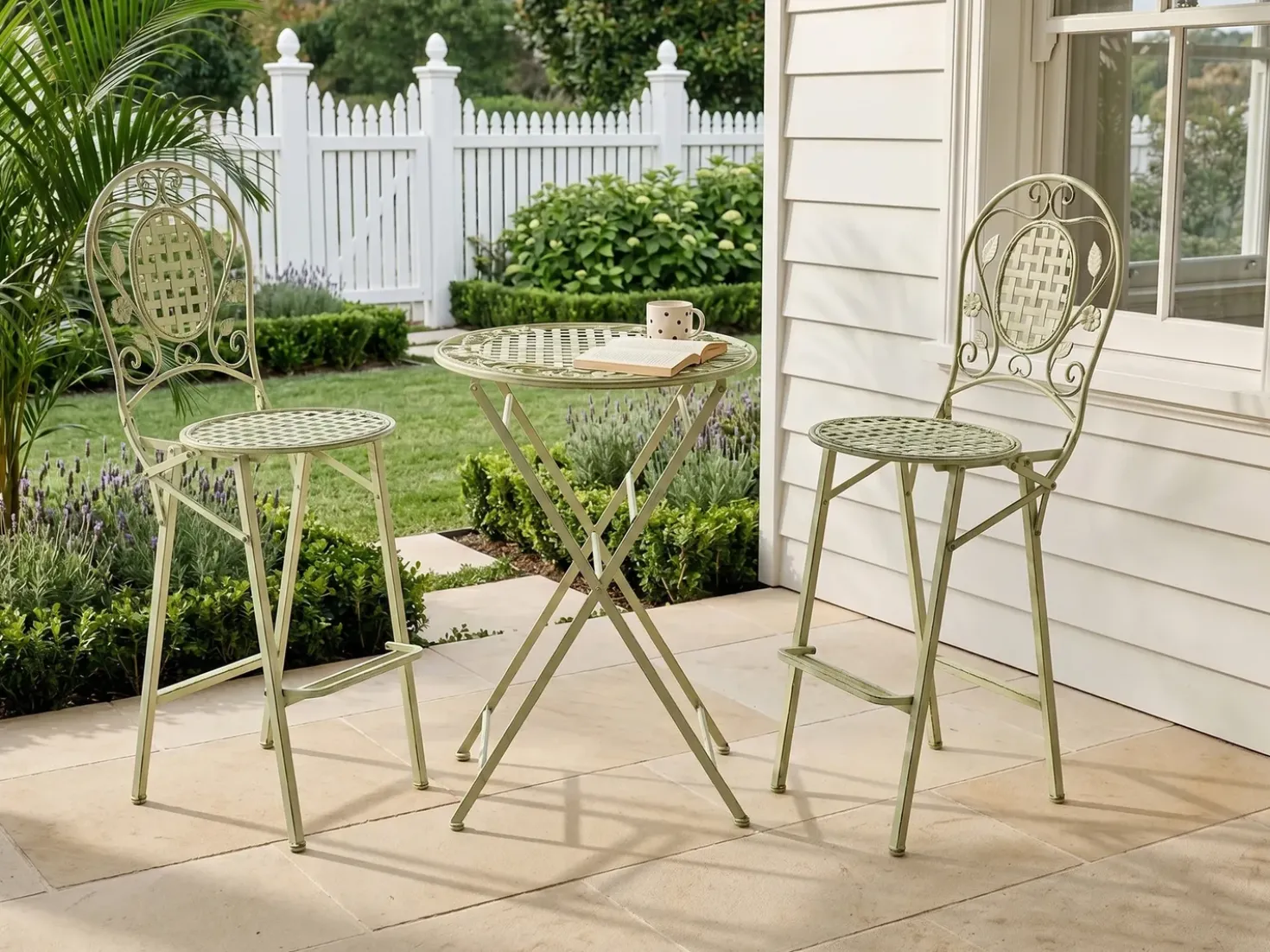 Tavolo da bar da giardino BIVIO 60 cm 60 cm Metallo Verde chiaro