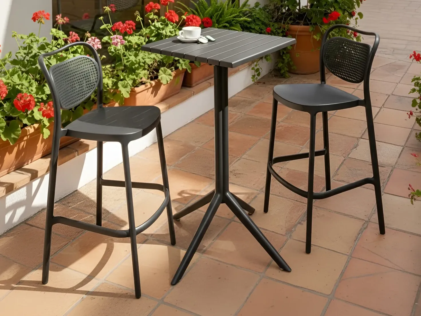 Tavolo da bar da giardino LEMNOS 60 cm 60 cm Nero