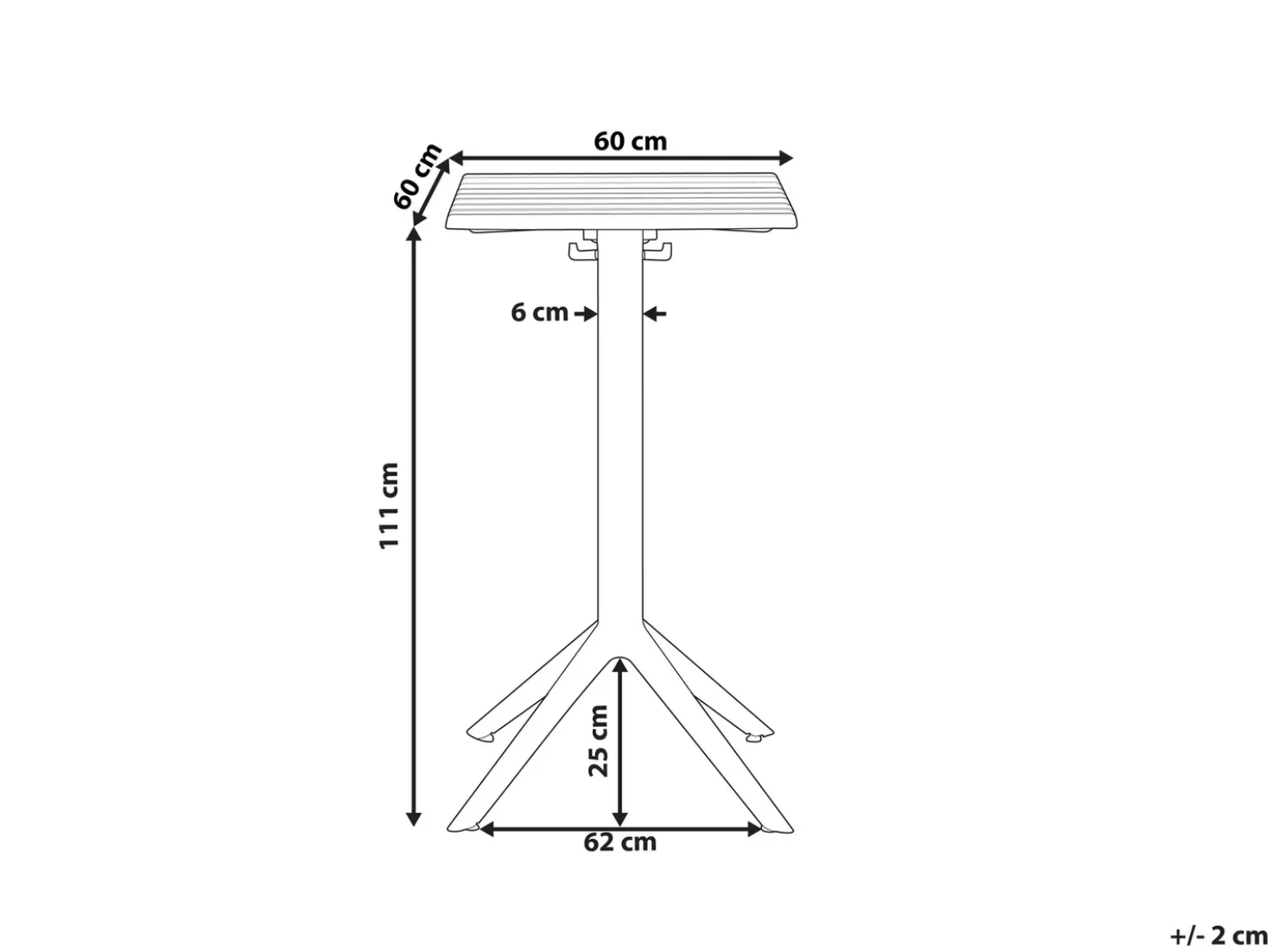 Tavolo da bar da giardino LEMNOS 60 cm 60 cm Nero