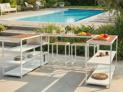 Tavolo da bar da giardino AVETRANA 150 cm 50 cm Marrone/Bianco