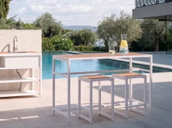 Tavolo da bar da giardino AVETRANA 150 cm 50 cm Marrone/Bianco