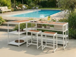 Tavolo da bar da giardino AVETRANA 150 cm 50 cm Marrone/Bianco