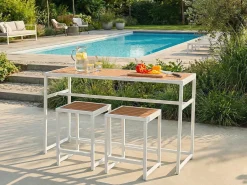 Tavolo da bar da giardino AVETRANA 150 cm 50 cm Marrone/Bianco