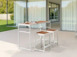 Tavolo da bar da giardino AVETRANA 150 cm 50 cm Marrone/Bianco