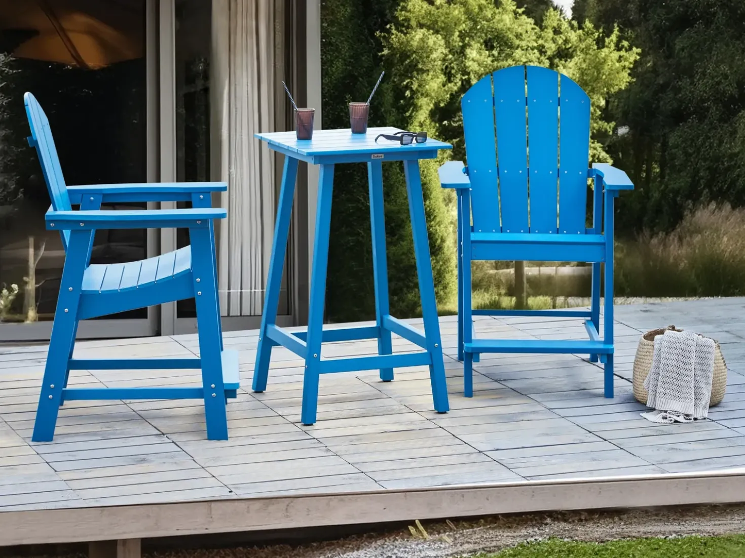 Tavolo da bar da giardino ADIRONDACK 60 cm 59 cm Materiale sintetico Blu