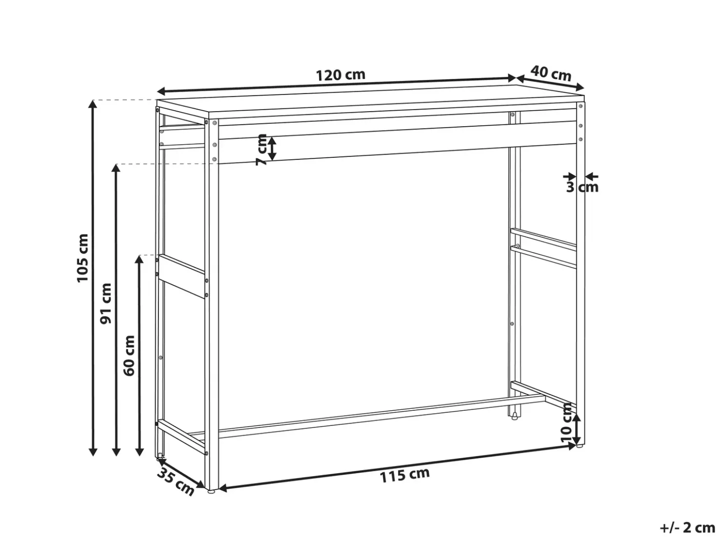 Tavolo da bar per esterni MAENZA 120 cm 40 cm Metallo Bianco