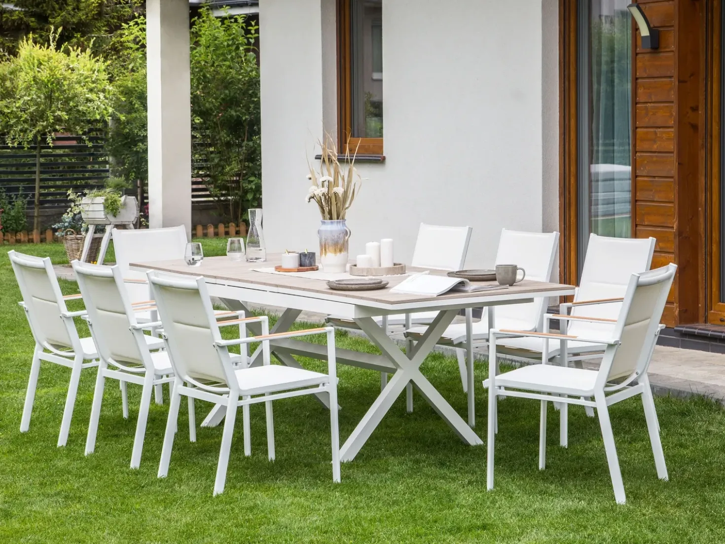 Tavolo da pranzo allungabile da giardino FANES 184/242 cm 90 cm Metallo Bianco