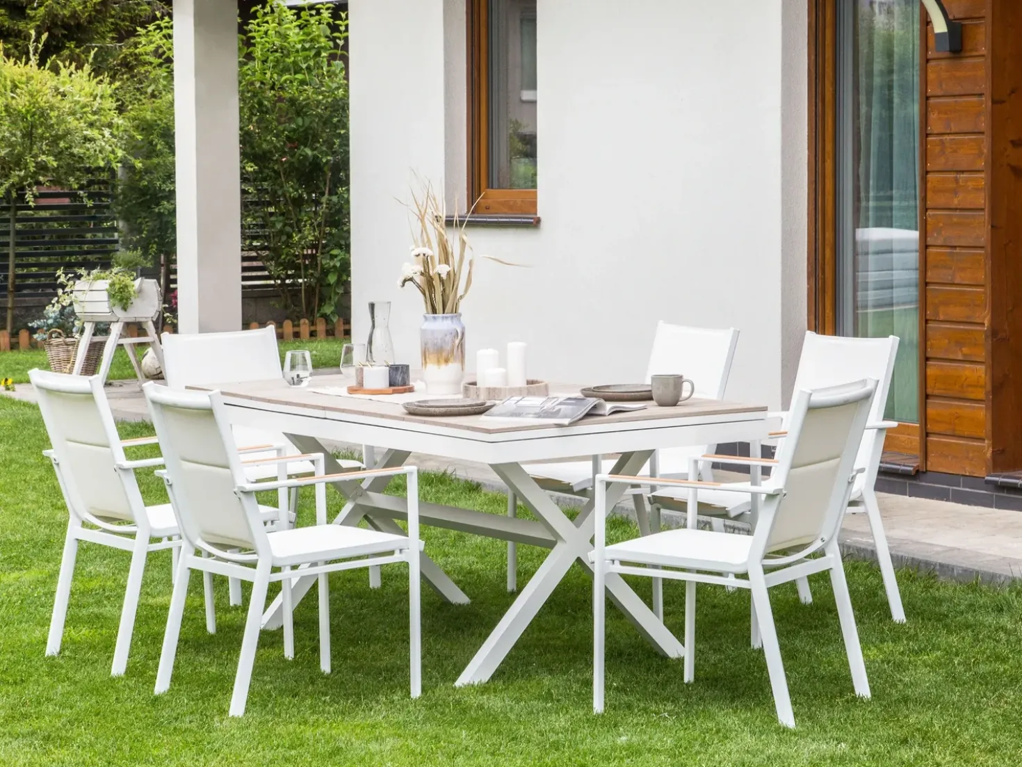 Tavolo da pranzo allungabile da giardino FANES 184/242 cm 90 cm Metallo Bianco