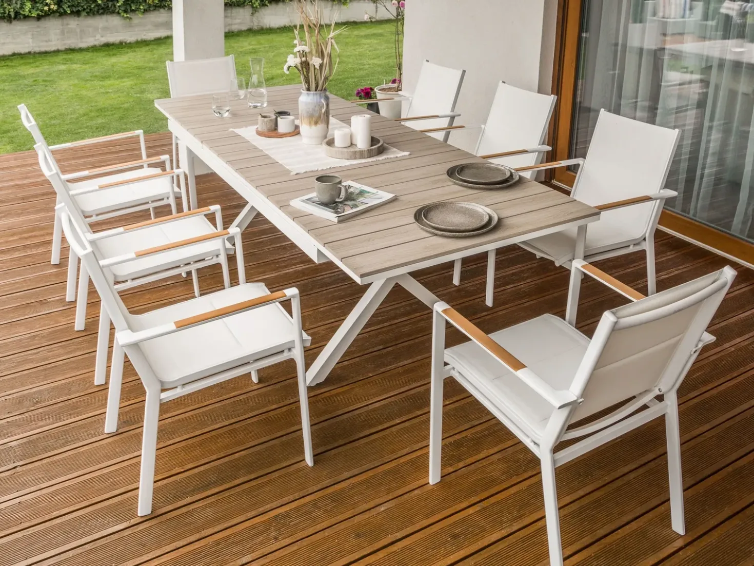 Tavolo da pranzo allungabile da giardino FANES 184/242 cm 90 cm Metallo Bianco