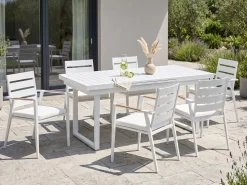 Tavolo da pranzo allungabile da giardino VALCANETTO 180/240 cm 90 cm Metallo Bianco