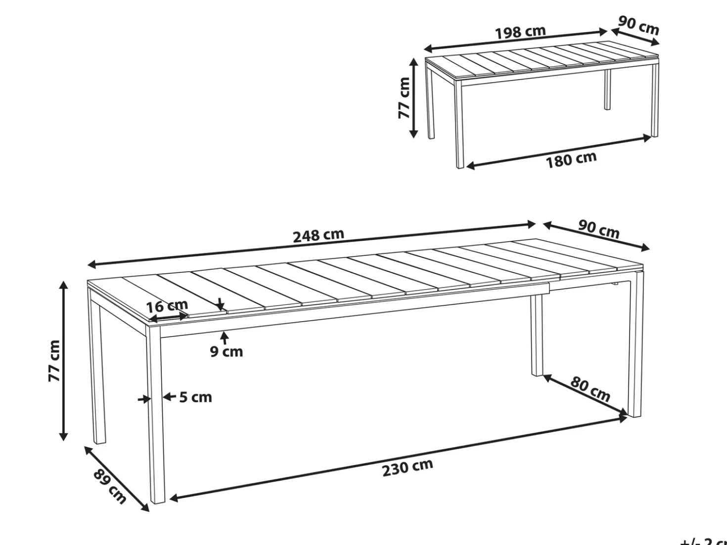 Tavolo da pranzo allungabile da giardino TOFANE 198/248 cm 90 cm Marrone