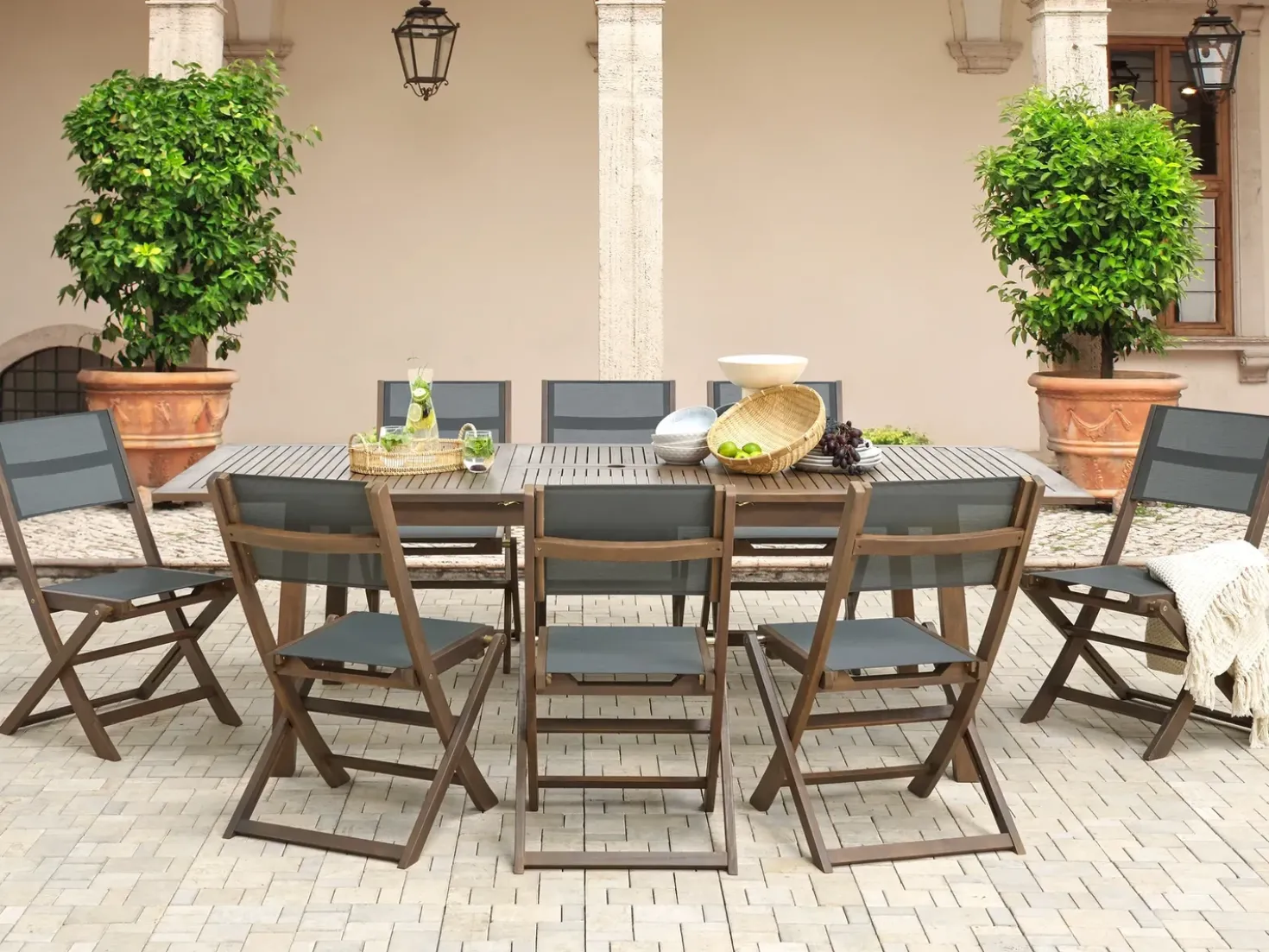Tavolo da pranzo allungabile da giardino CESANA 180/240 cm 100 cm Legno d'acacia Marrone scuro