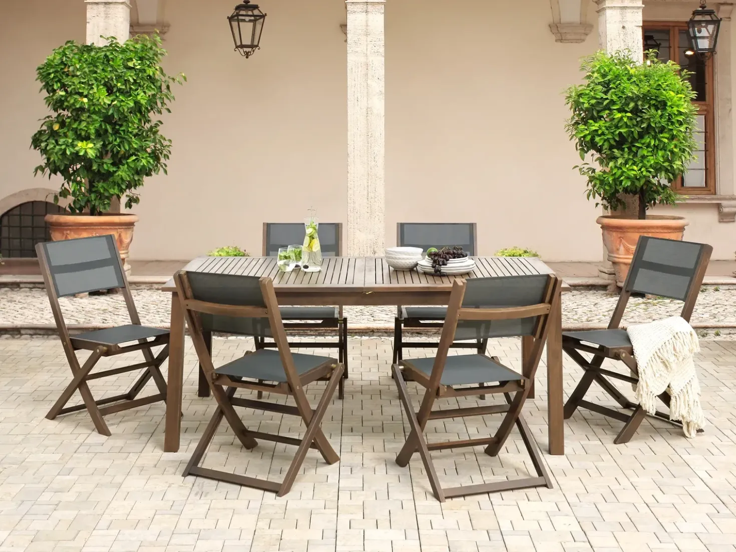 Tavolo da pranzo allungabile da giardino CESANA 180/240 cm 100 cm Legno d'acacia Marrone scuro